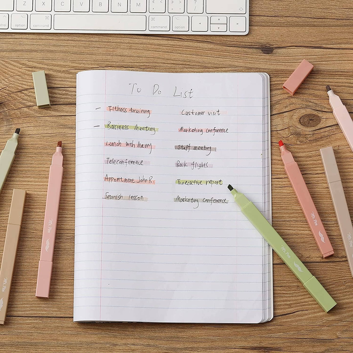 Mr. Pen- Aesthetic Highlighters, 8 pcs, Chisel Tip