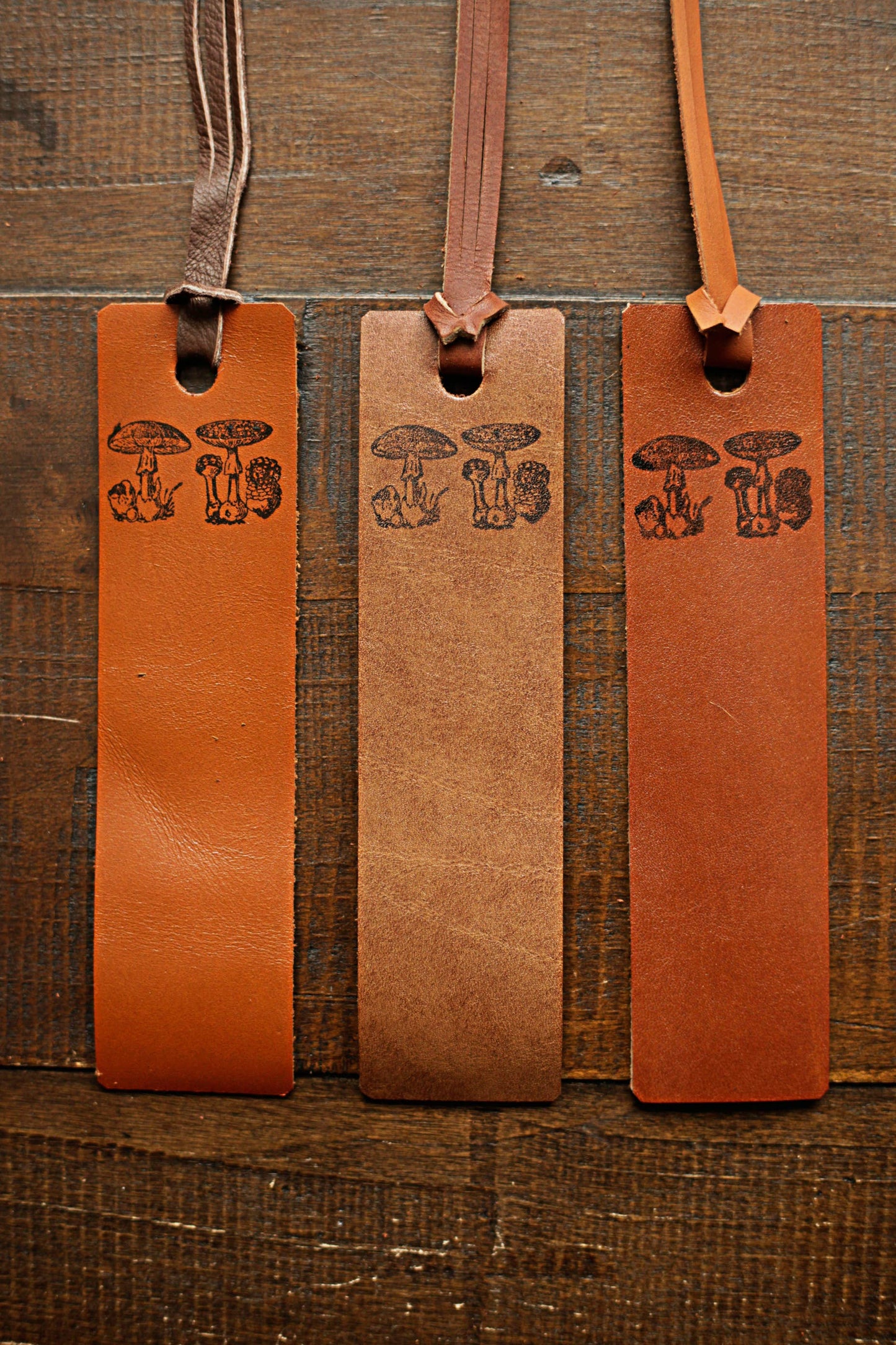 Leather Bookmark - Mushrooms
