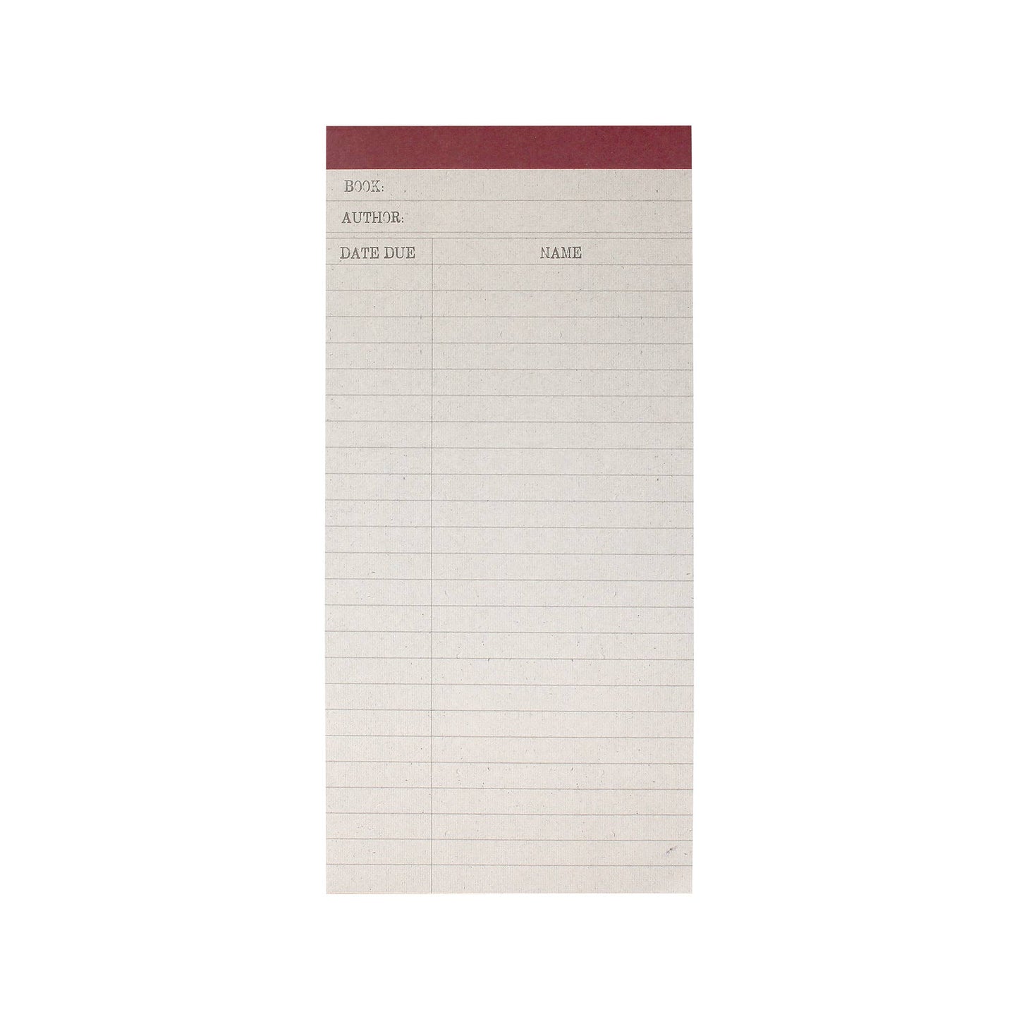 Lined Memo Pad Library Card Literary