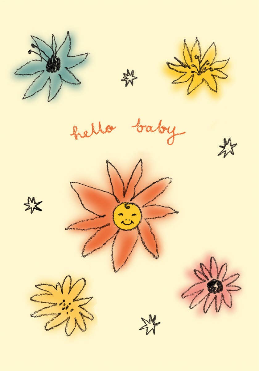 New Baby Hello Flowers Petite Card single