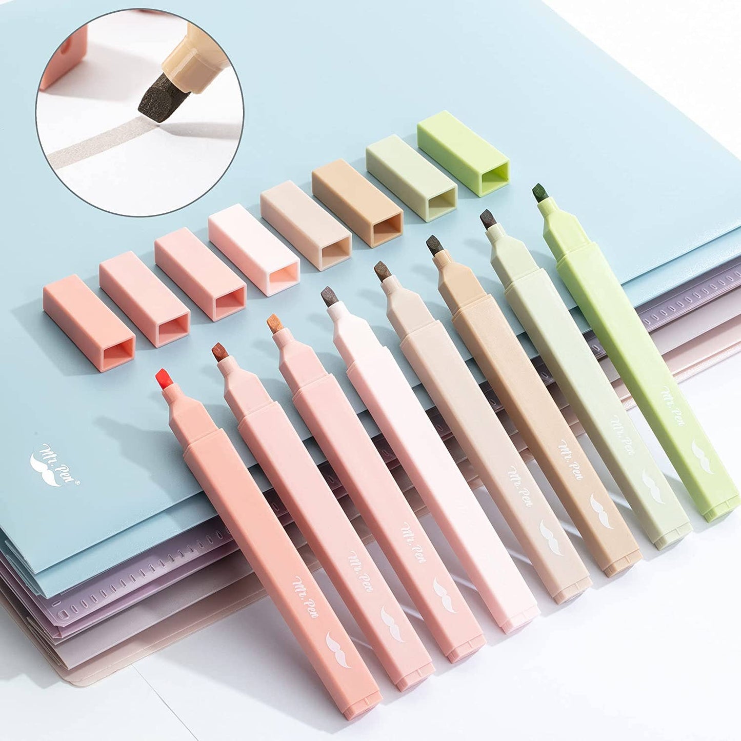 Mr. Pen- Aesthetic Highlighters, 8 pcs, Chisel Tip