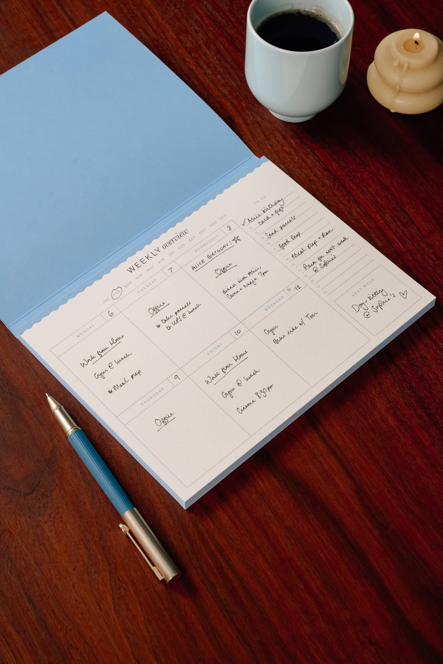 Weekly Desk Planner, Undated - Floral Checkerboard