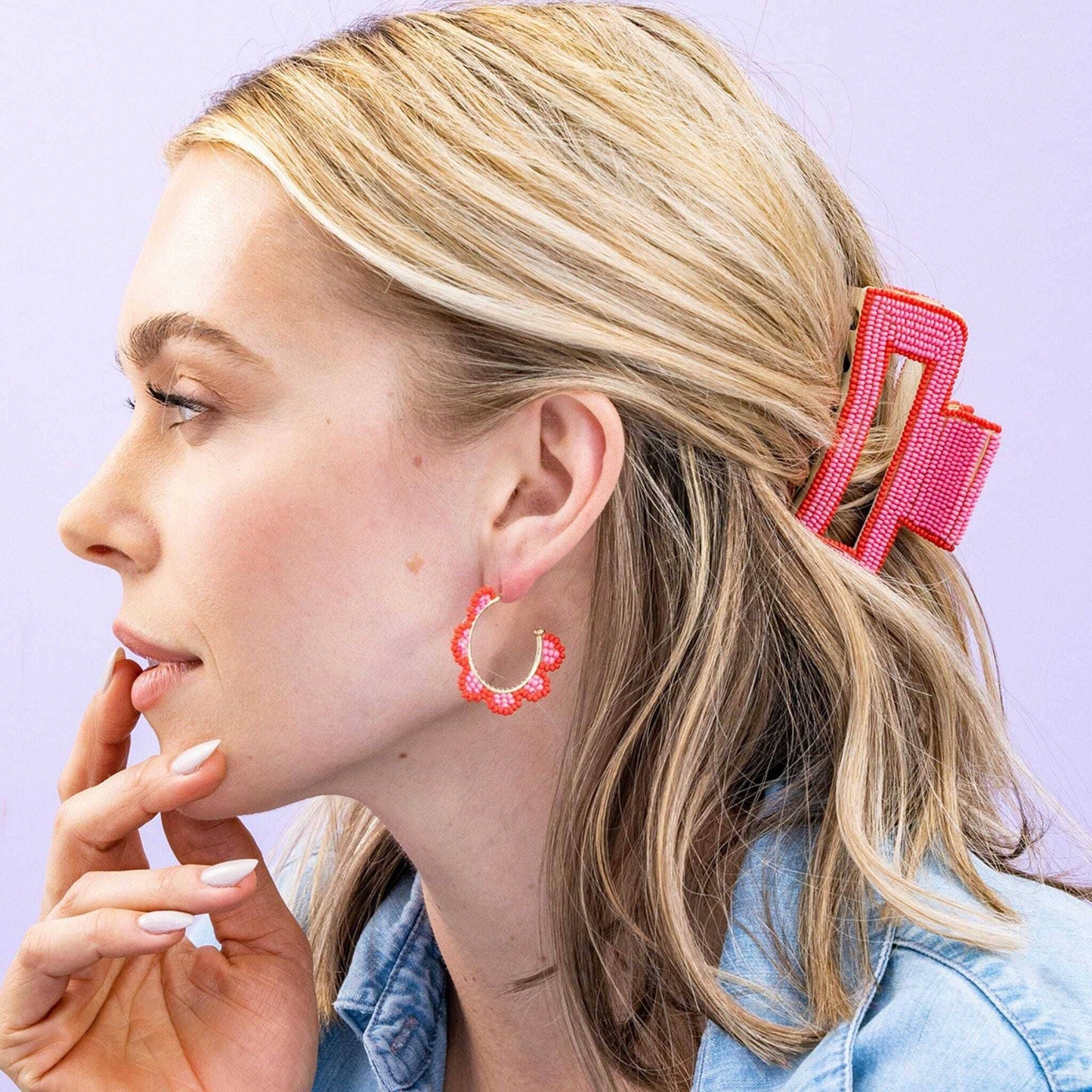 Lola Solid Color With Piped Edges Claw Pink Wholesale