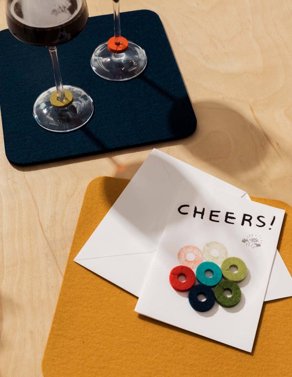 Wine-Ote's Merino Wool Felt Wine Marker Note Card