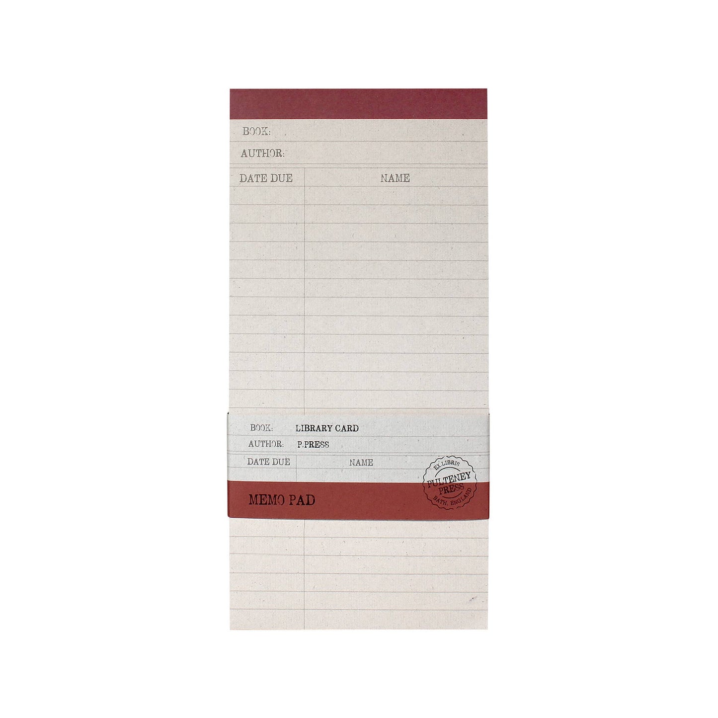 Lined Memo Pad Library Card Literary
