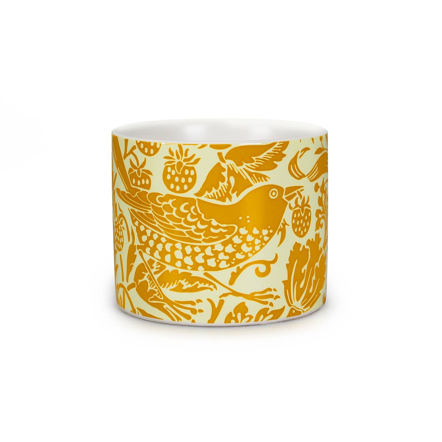 Ceramic Plant Pot William Morris Strawberry Thief Yellow