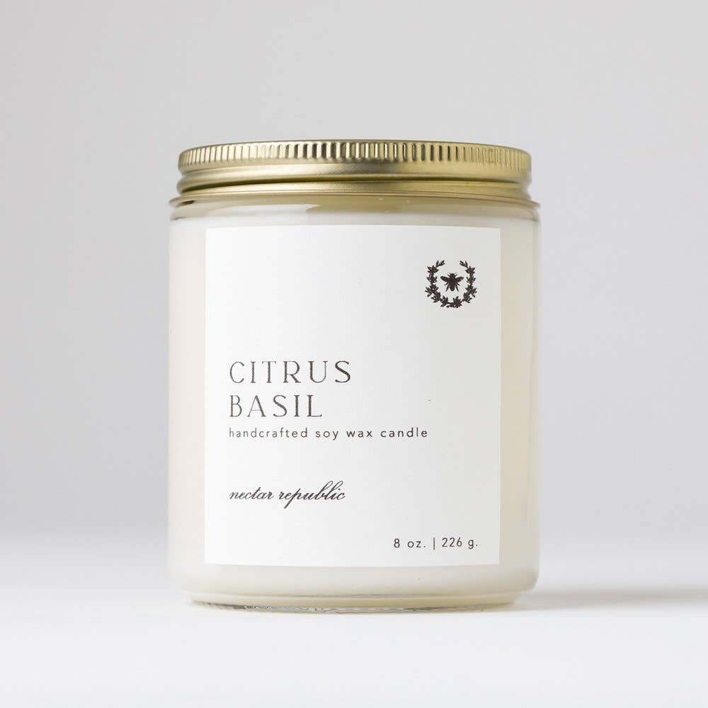 Citrus Basil : Tin Soy Candle ( spring fresh )