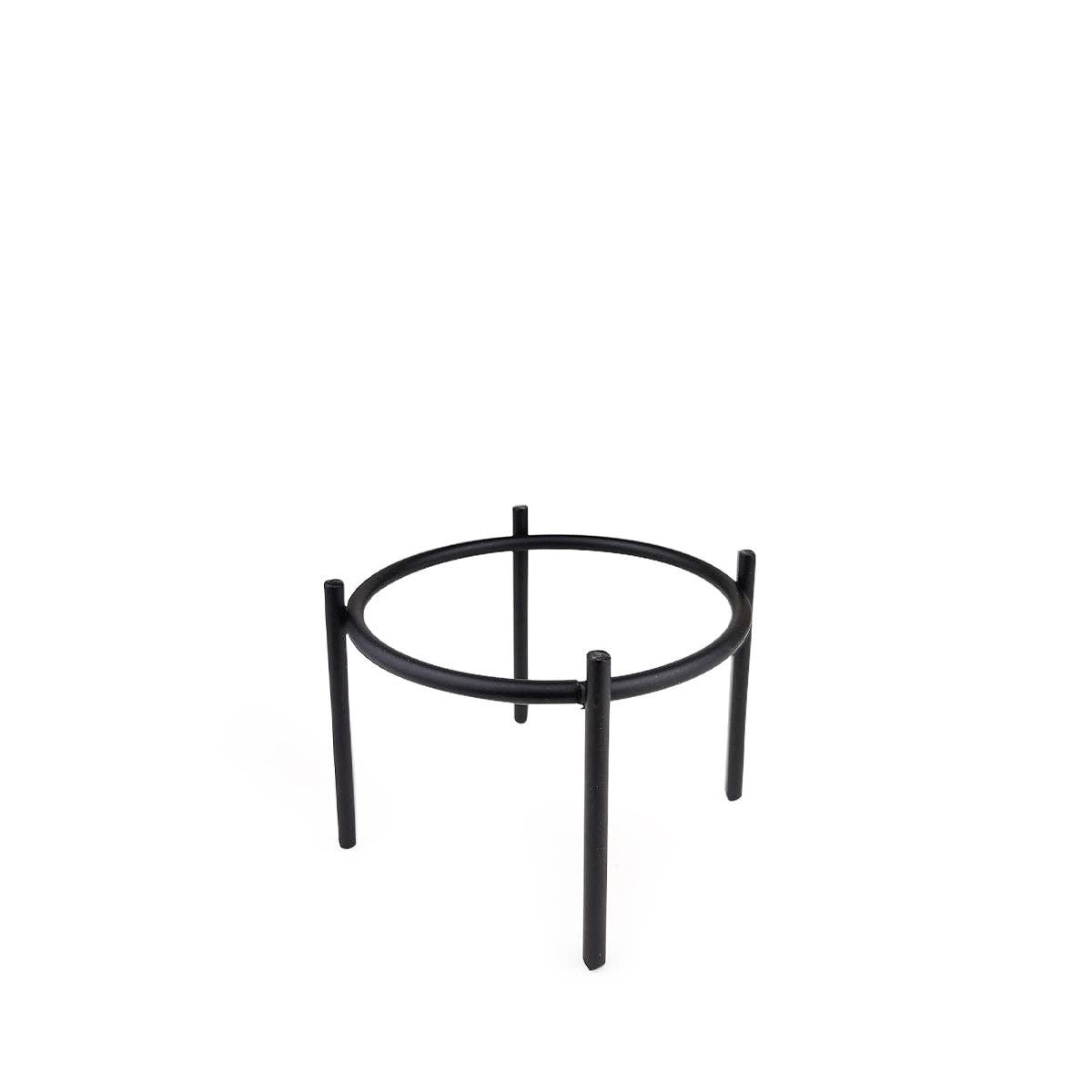 4" Solid White Ceramic Planter with Black Metal Stand