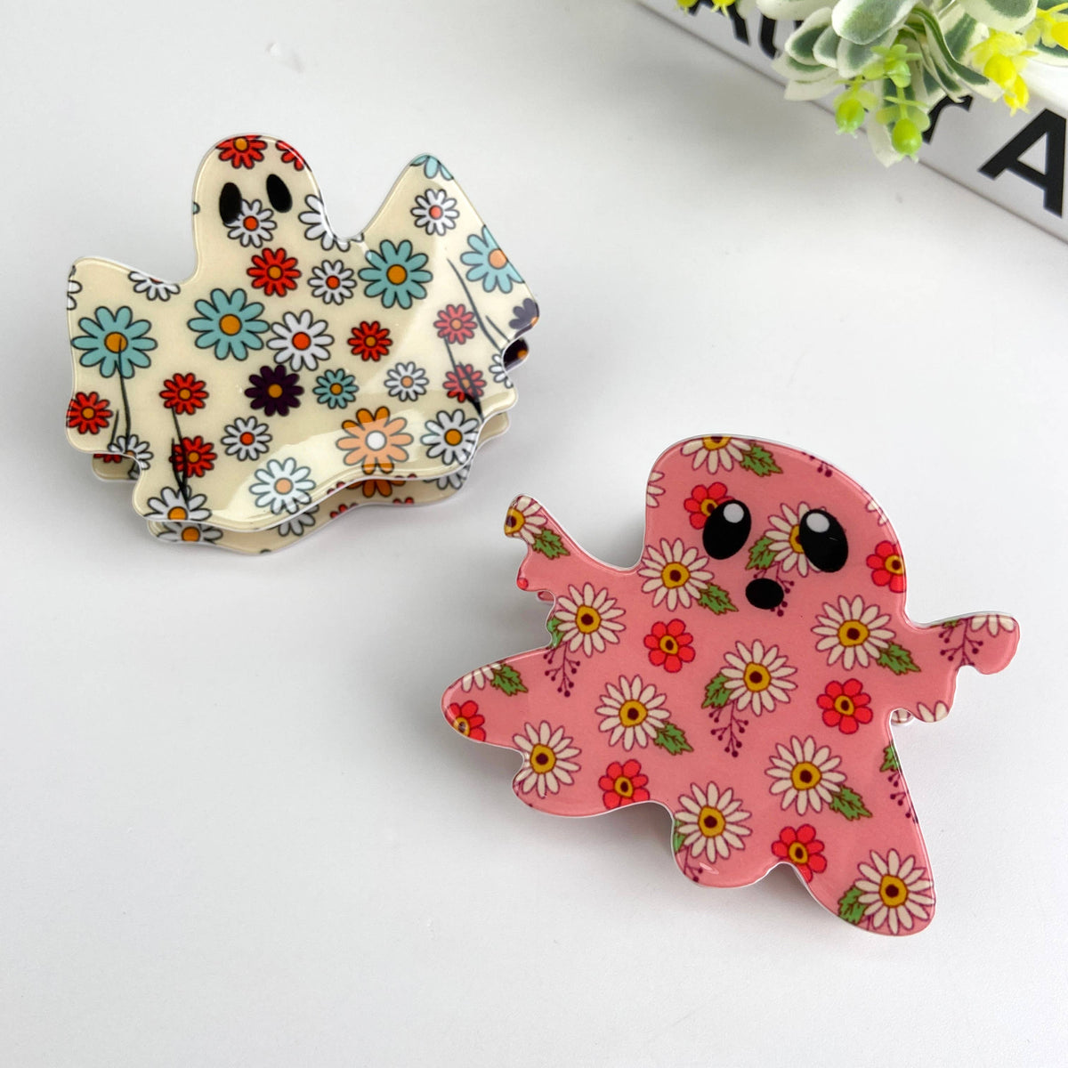 Halloween Cute flower ghost hair claw clip