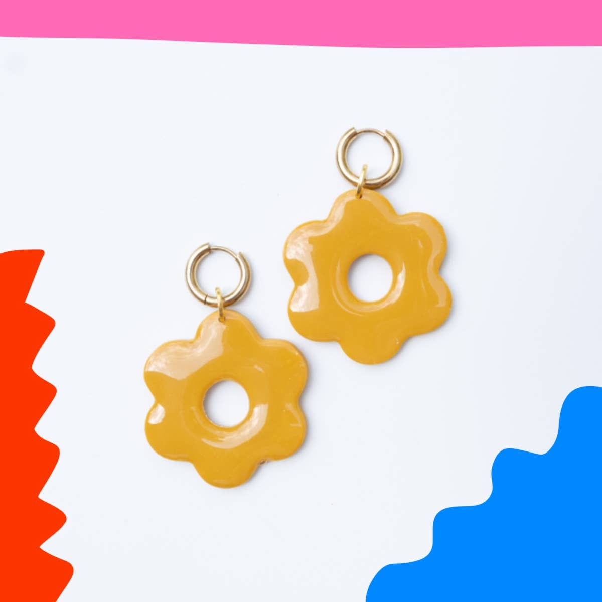 Bold Mustard Flower Earrings