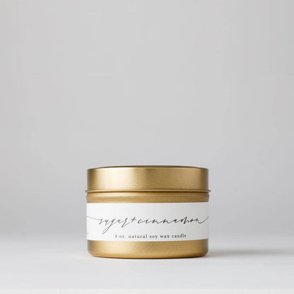 Sugar + Cinnamon : Tin Soy Candle  ( fall winter holiday )