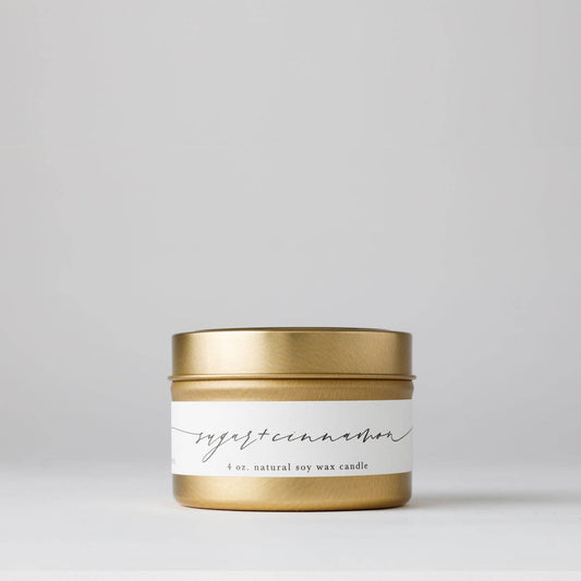 Sugar + Cinnamon : Tin Soy Candle  ( fall winter holiday )