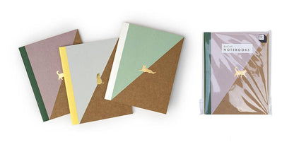 Cat Notebook - Screen-printed pack of 3 ruled pocketbooks