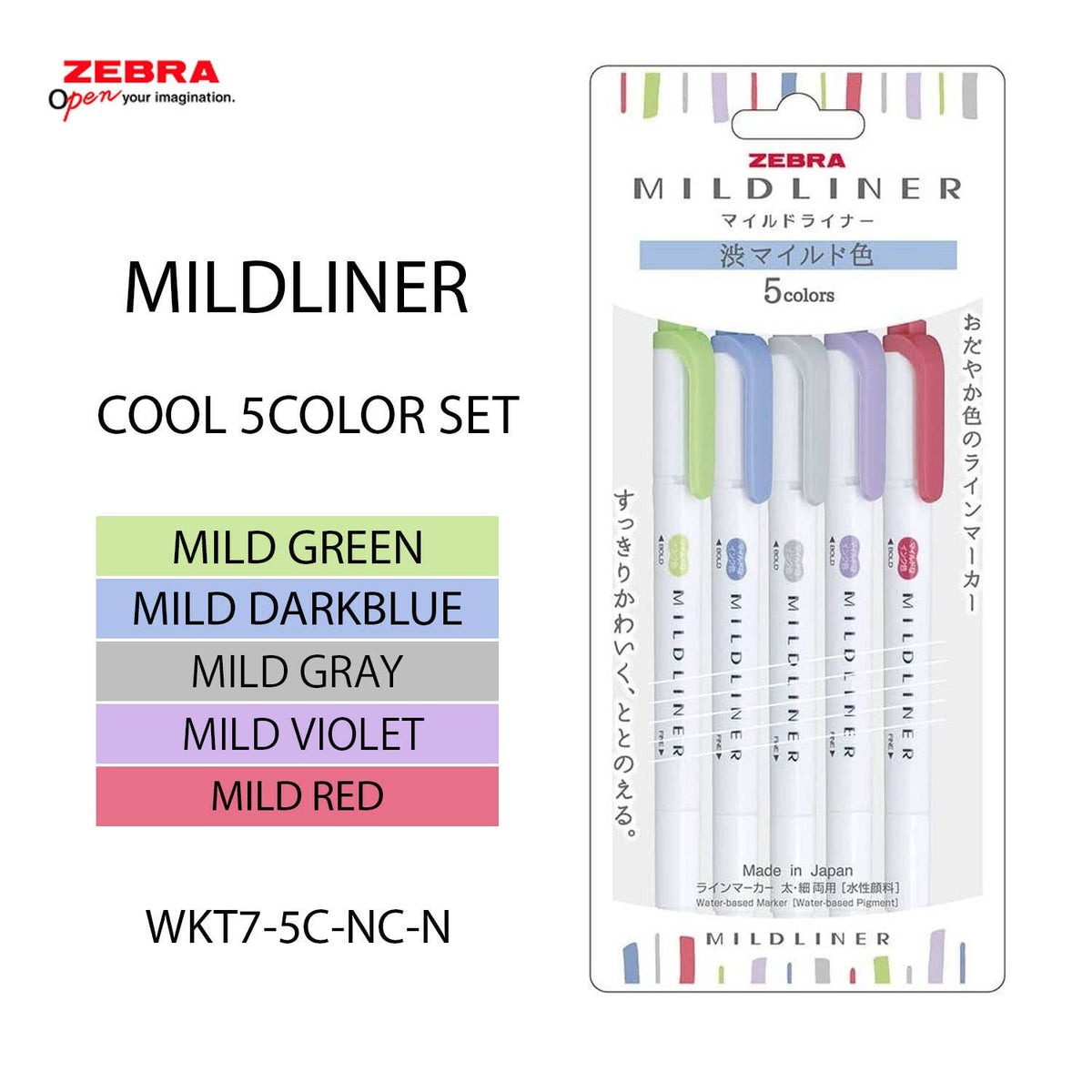 【JAPANESE STATIONERY】ZEBRA MILD LINER HIGHLIGHTER 5COLOR SET