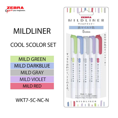 【JAPANESE STATIONERY】ZEBRA MILD LINER HIGHLIGHTER 5COLOR SET