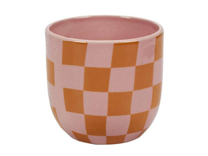 Truu Design 4.5"D  Checkered Print Ceramic Planters/PlantPot