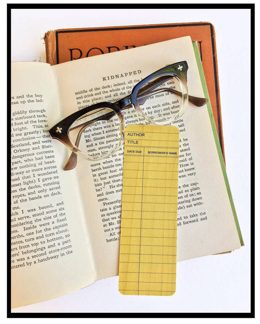 Yellow Library Card Bookmark