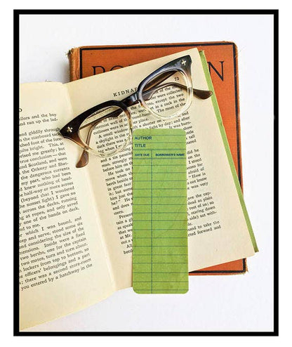 Green Library Card Bookmark