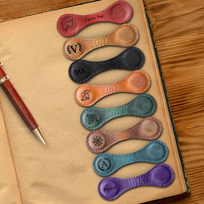 Leather Magnetic Bookmark, Handmade Leather Book mark