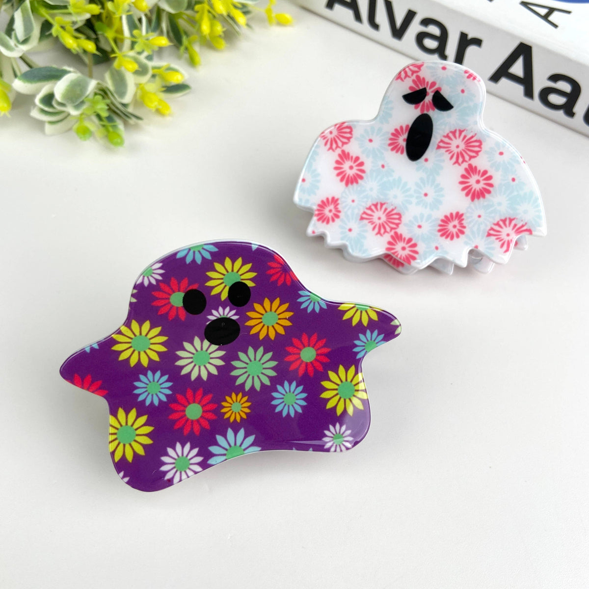 Halloween Cute flower ghost hair claw clip