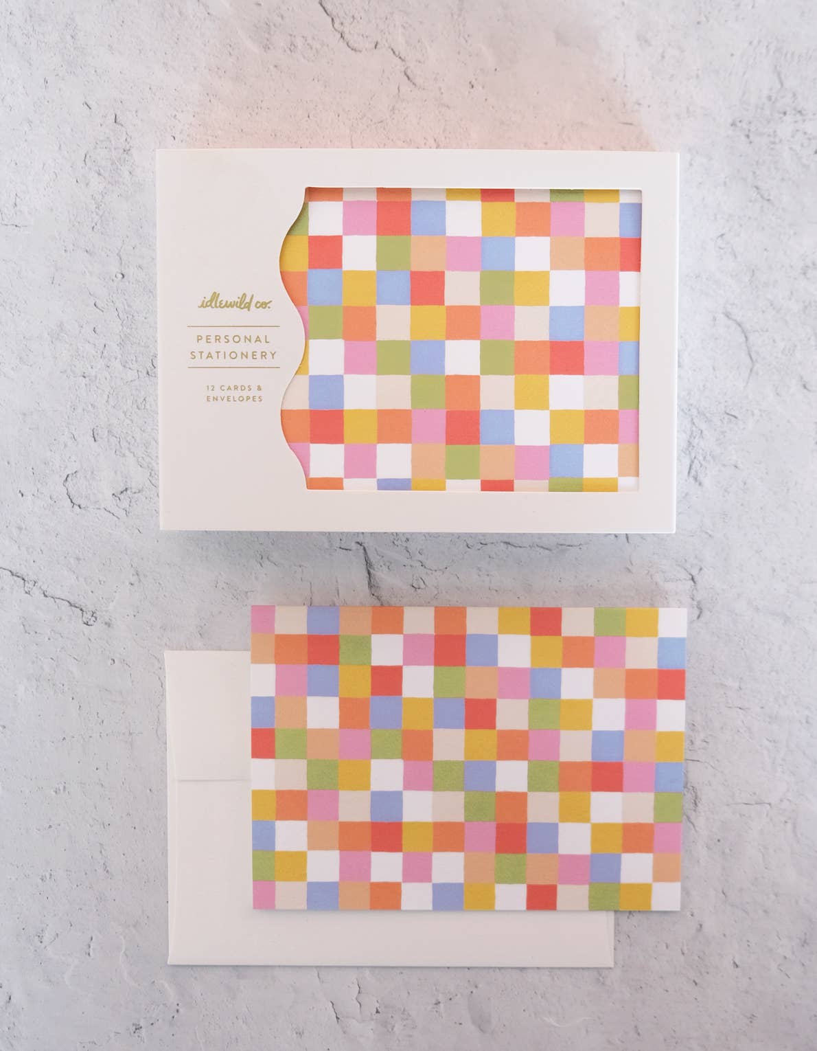Mini Rainbow Checks Notecards - Boxed Set of 12