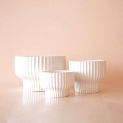 Presley Pedestal Planter | White