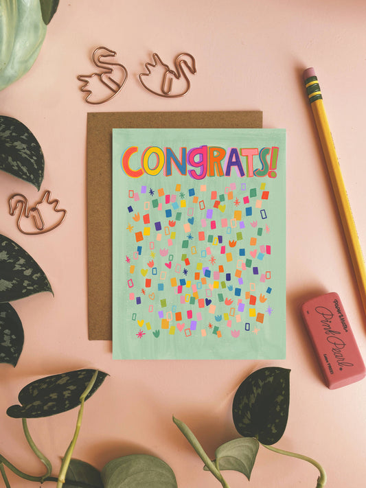 Congrats! - Colorful Confetti Greeting Card