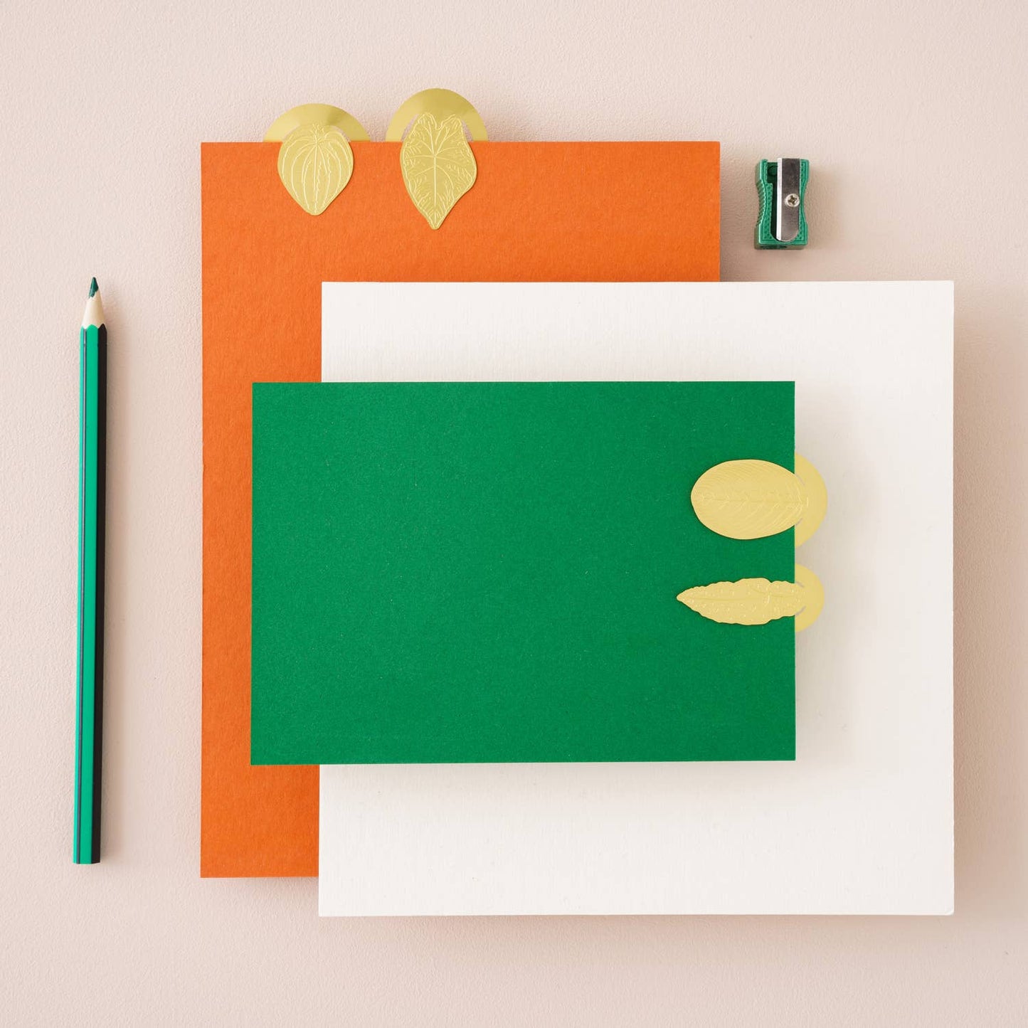 Leaf Bookmark Set in Brass, houseplant stationery gift