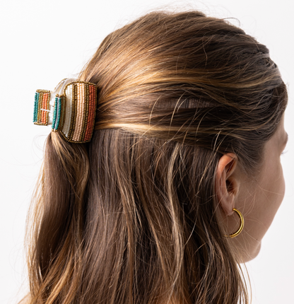 Gia Mixed Horizontal Stripes Small Claw Clip Desert Wholesale