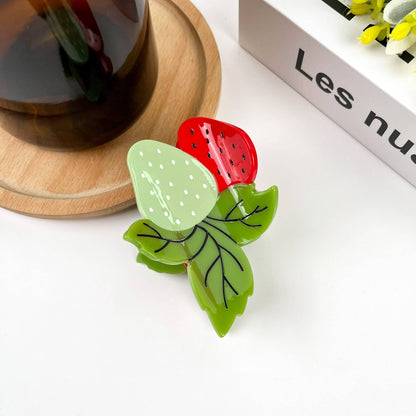 Two Strawberry Claw Clip, Fruit Hair Clip