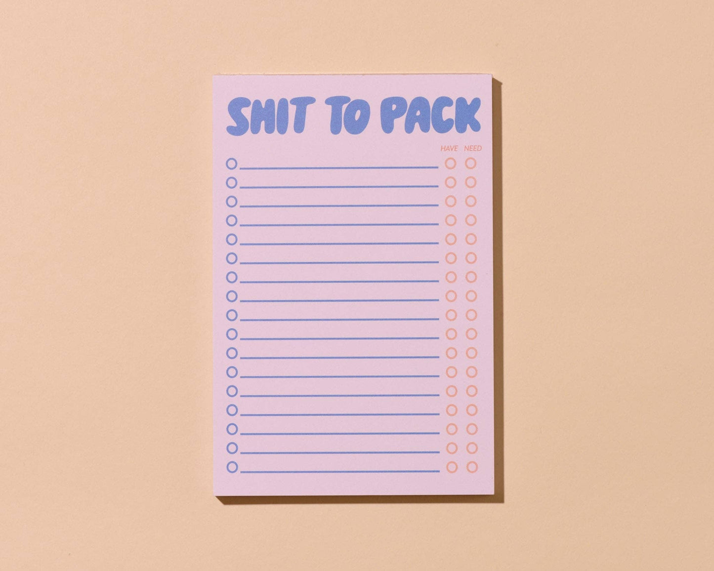 Shit To Pack 50 page Notepad - Vacation Planner,  - Stocking stuffer, Holiday, Gift Guide