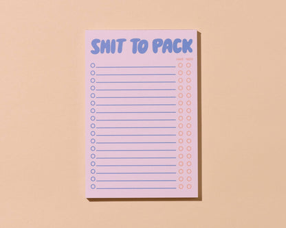 Shit To Pack 50 page Notepad - Vacation Planner,  - Stocking stuffer, Holiday, Gift Guide