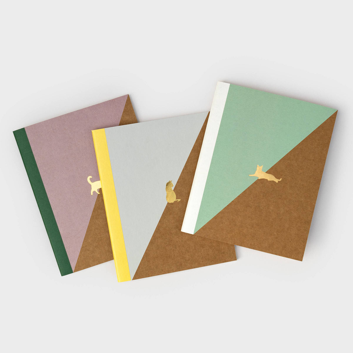 Cat Notebook - Screen-printed pack of 3 ruled pocketbooks