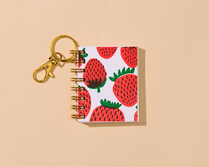 Letterpress Teenybook Mini Notebook Bag Charm—Strawberry