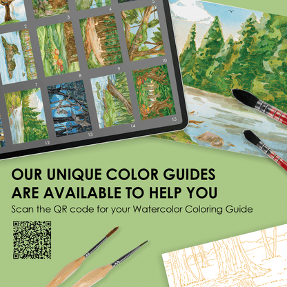 15 Sheets 140LB Forest-Themed Watercolor Coloring Book
