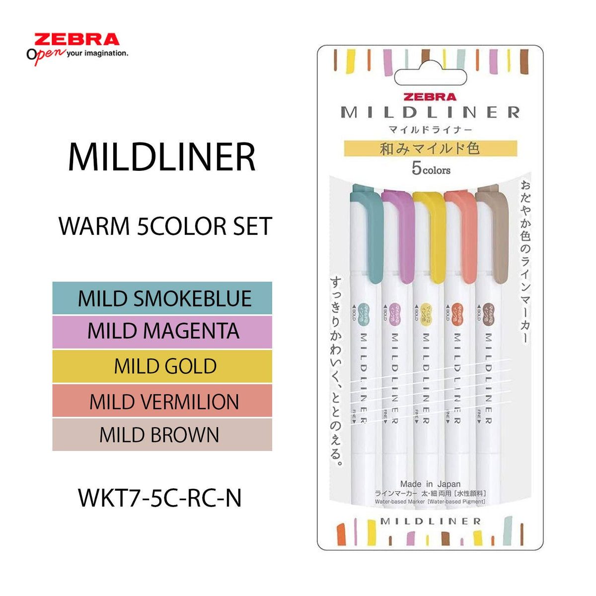 【JAPANESE STATIONERY】ZEBRA MILD LINER HIGHLIGHTER 5COLOR SET