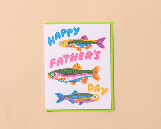 Cute Letterpress Father's Day Greeting Card — Rainbow Trout