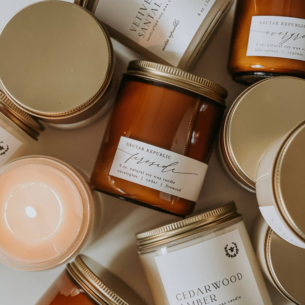 Cedarwood Amber Tin Soy Candle | fall masculine cozy woodsy