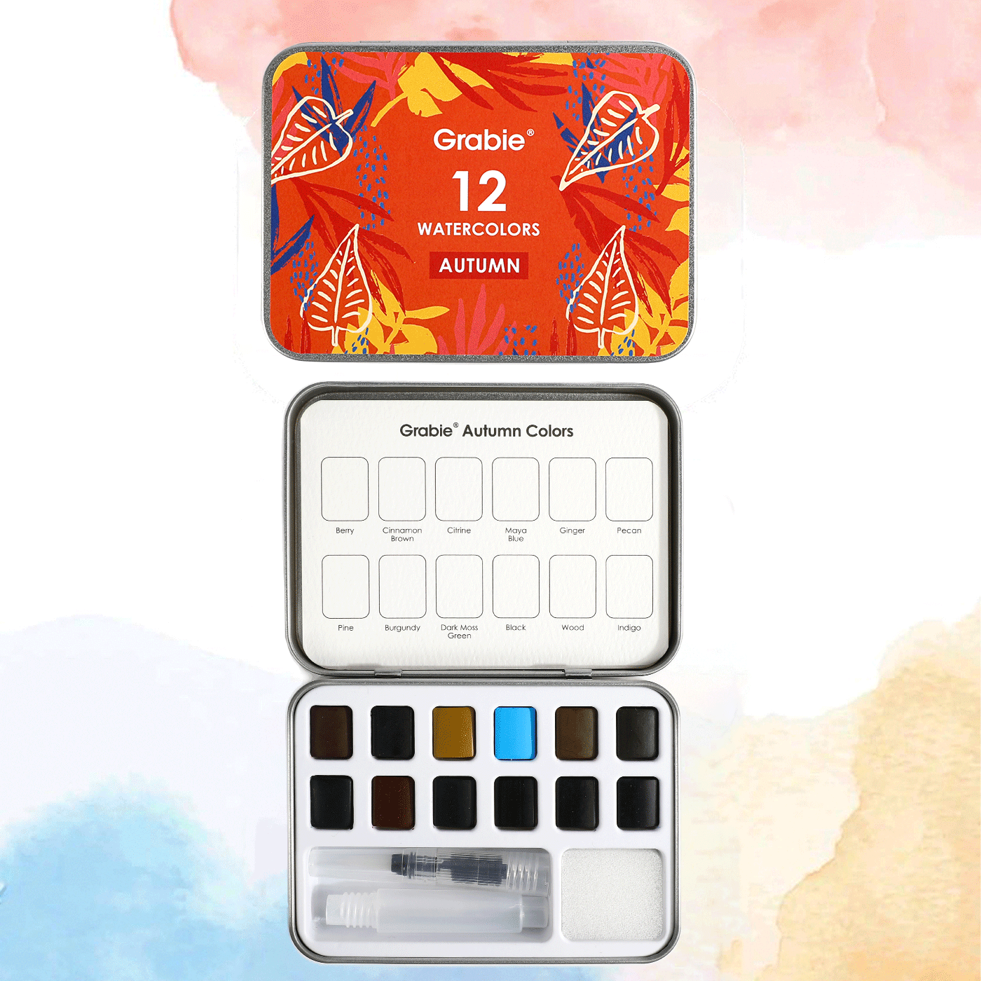 Watercolor Pocket Set Of 12 With Brush - Autumn Colors