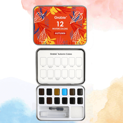 Watercolor Pocket Set Of 12 With Brush - Autumn Colors