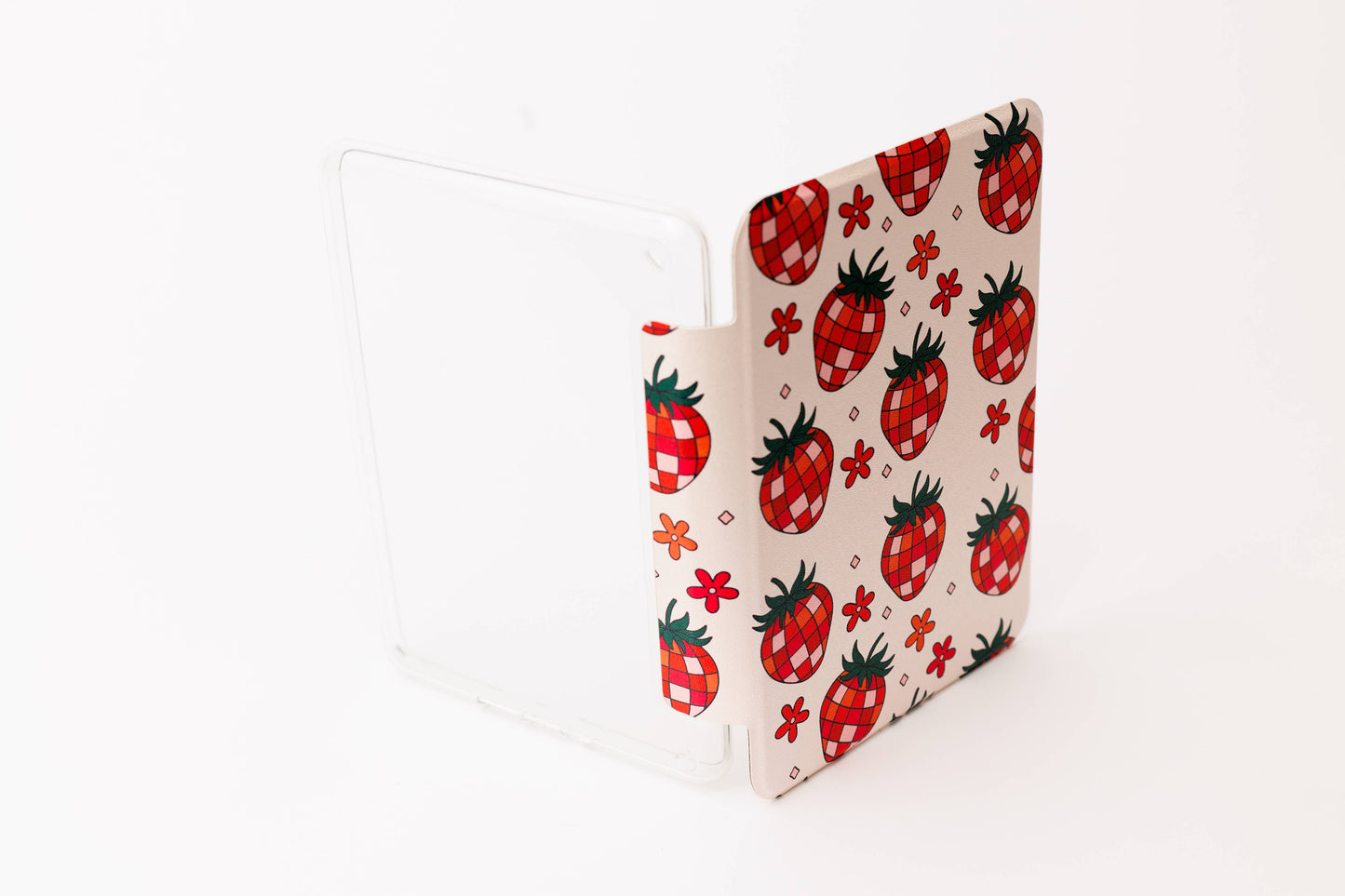 Retro Cherries Clear Back and Handstrap Kindle Case