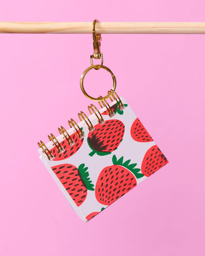 Letterpress Teenybook Mini Notebook Bag Charm—Strawberry