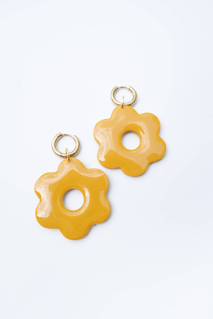 Bold Mustard Flower Earrings