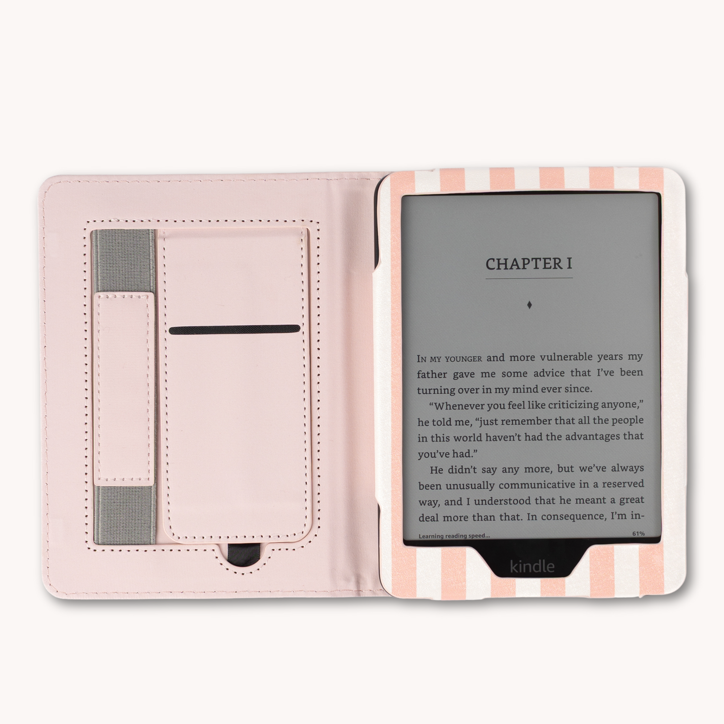 Pink Stripes Kindle Case | Bookish & Reading