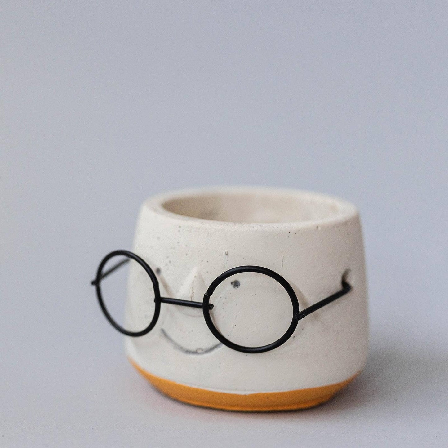 "Face With Glasses" Flower Pot, Small