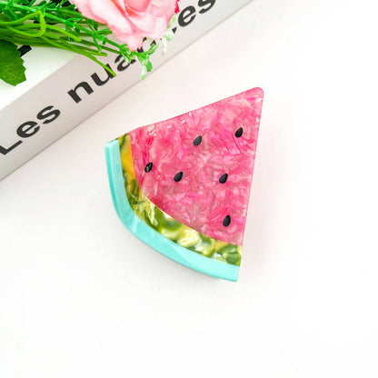 Triangular Watermelon Claw Clip, Acetate Fruit Hair Clip