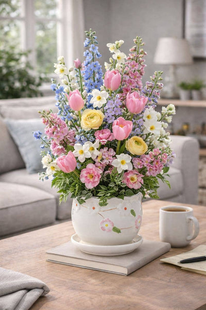 Apple Blossom Planter w/Saucer - Summer -  #17735