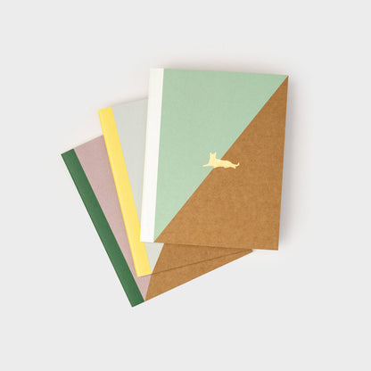 Cat Notebook - Screen-printed pack of 3 ruled pocketbooks