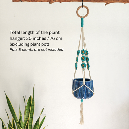 Floral Daisy Plant Hanger, Handmade Macrame Plant Accessory
