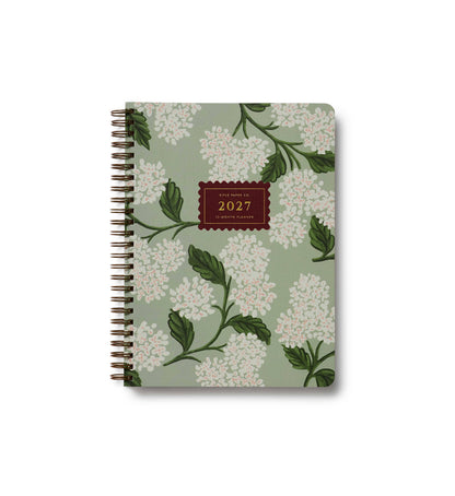 2027 Sage Hydrangea 12-Month Softcover Spiral Planner